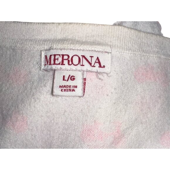 Merona Sz Large White Cardigan With Pink Bicycle Print Long Sleeve - Picture 3 of 10